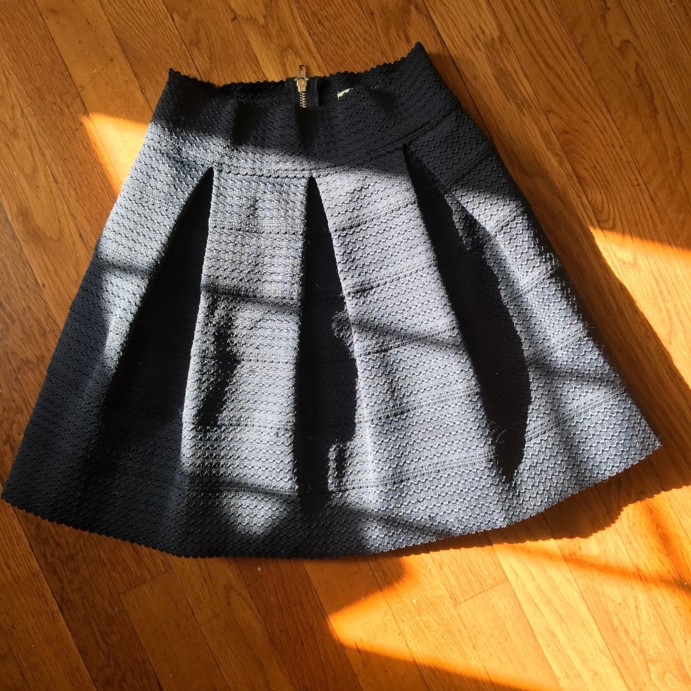 Navy Pleated Mini Skirt